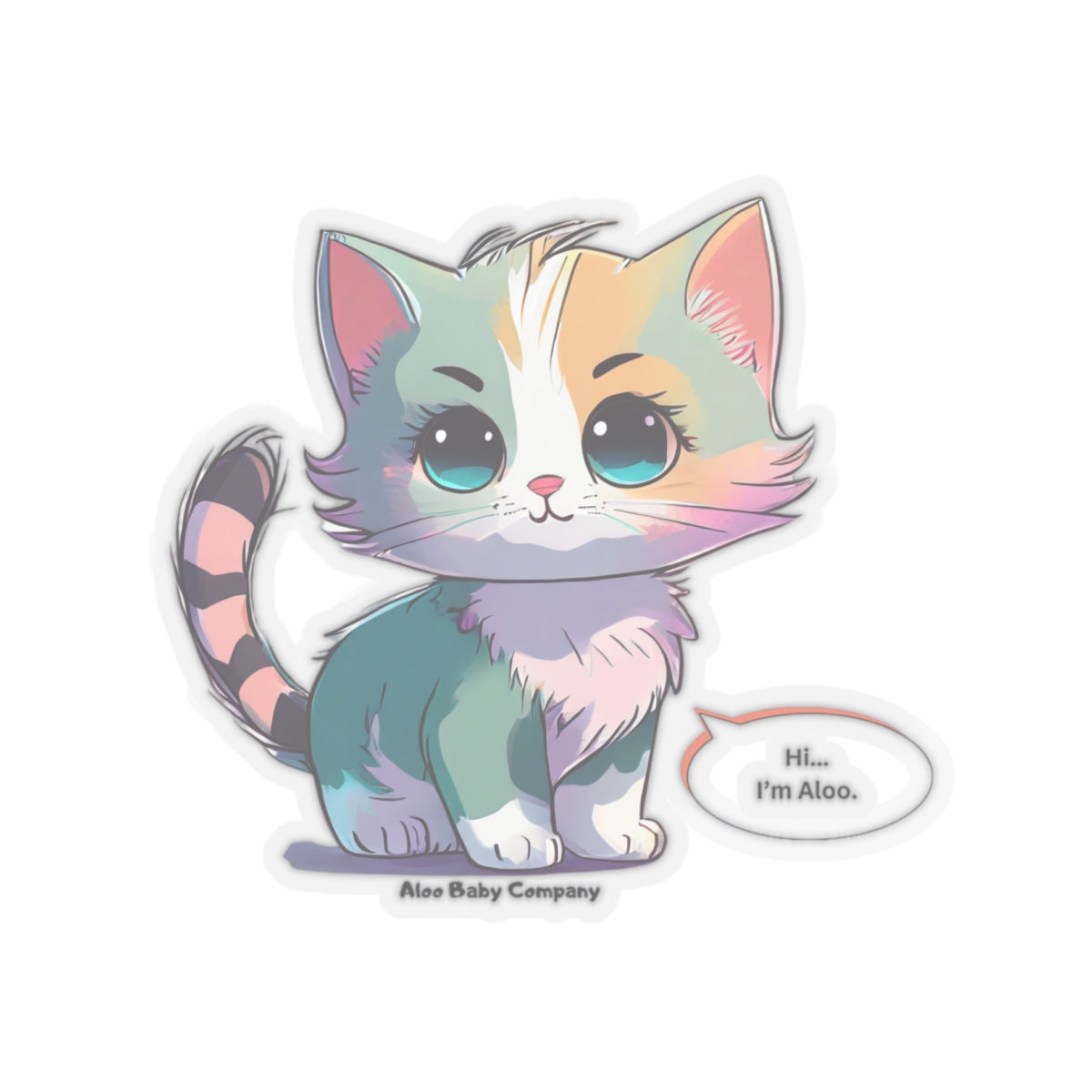 Aloo Baby "Cute Kitten: Hi" - Cut Stickers