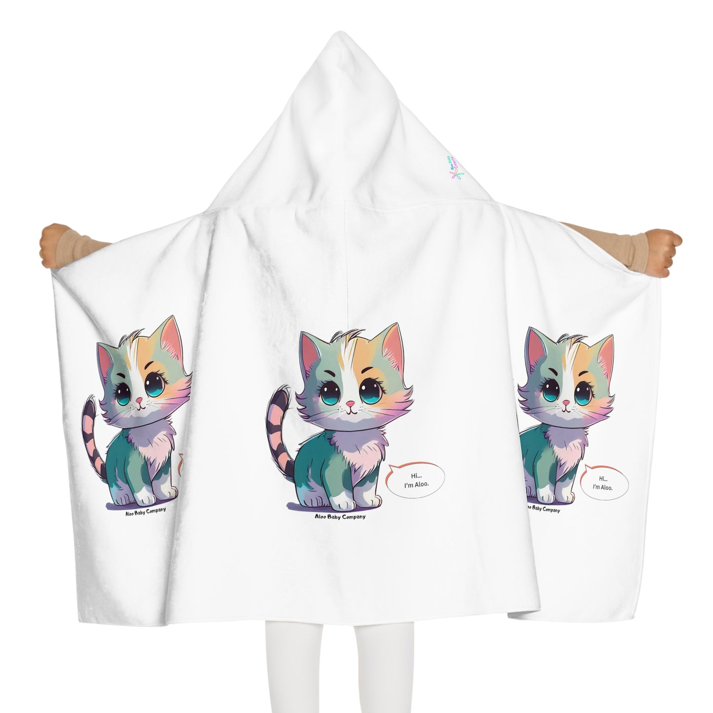 Aloo Baby "Cute Kitten: Hi" - Youth Hooded Towel