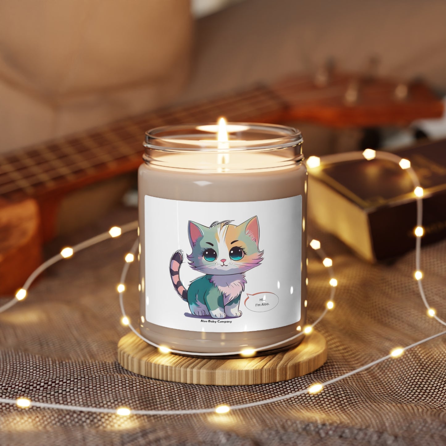 Aloo Baby "Cute Kitten: Hi" - Scented Soy Candle, 9oz