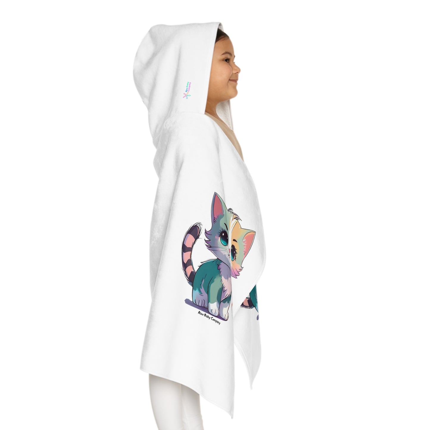 Aloo Baby "Cute Kitten: Hi" - Youth Hooded Towel