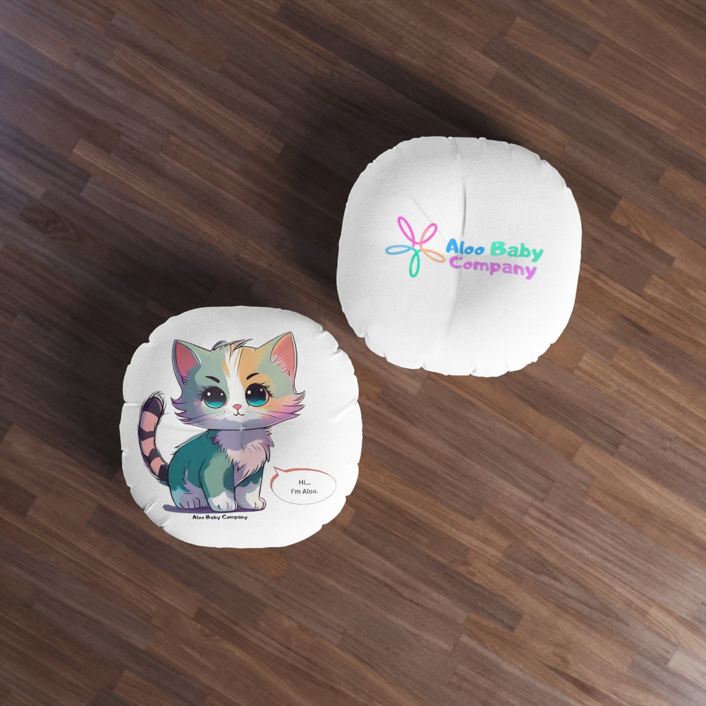 Aloo Baby "Cute Kitten: Hi" - Round Floor Pillow