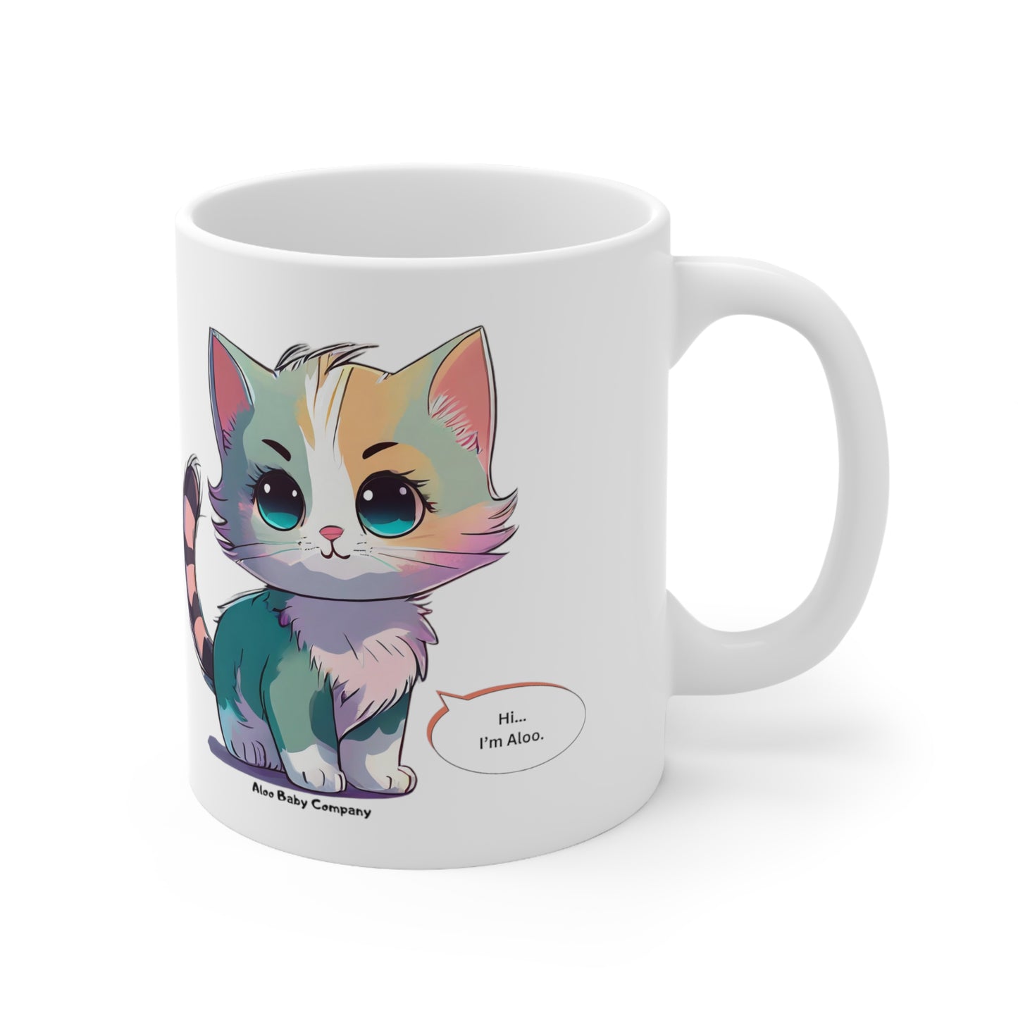 Aloo Baby "Cute Kitten: Hi" - Ceramic Mug 11oz