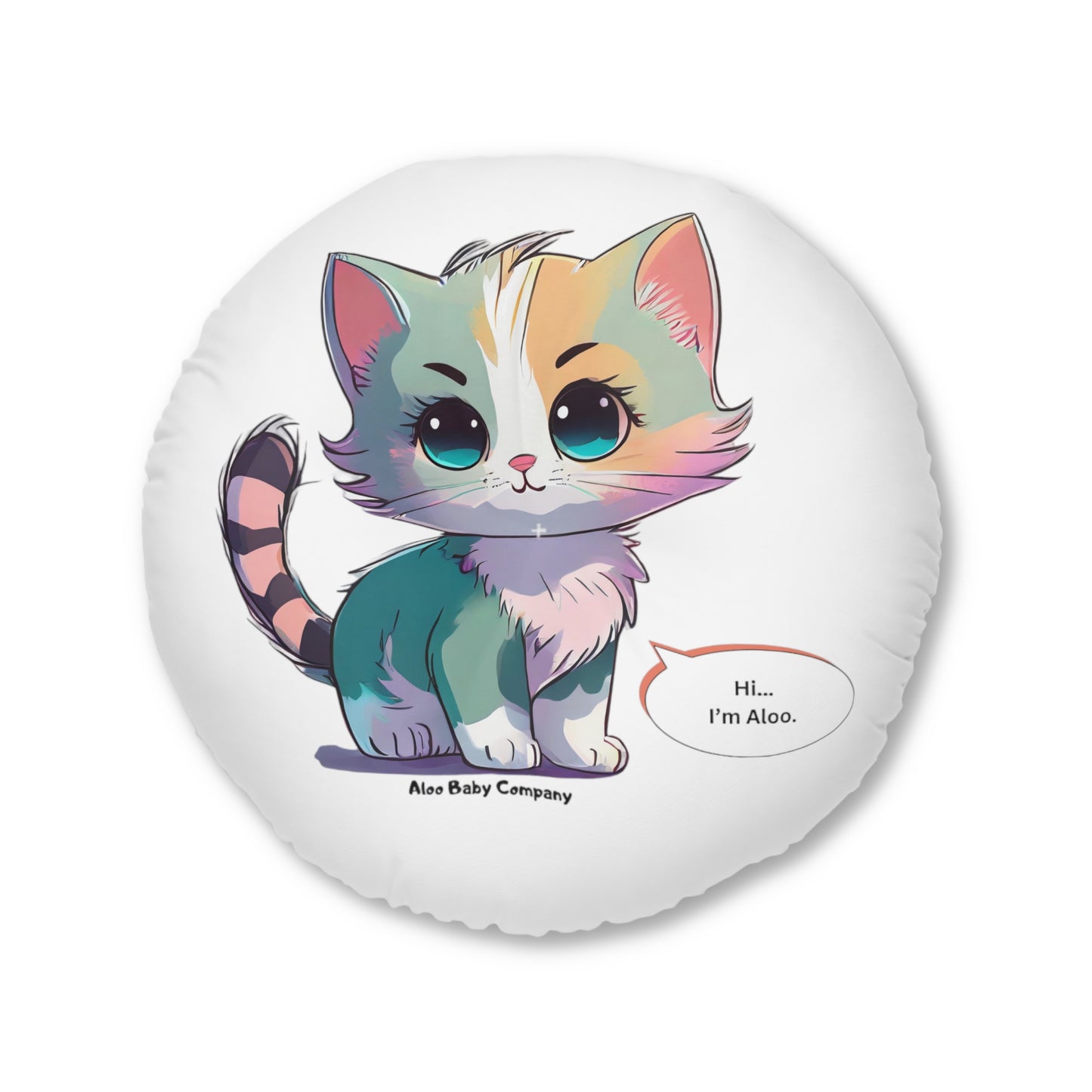 Aloo Baby "Cute Kitten: Hi" - Round Floor Pillow