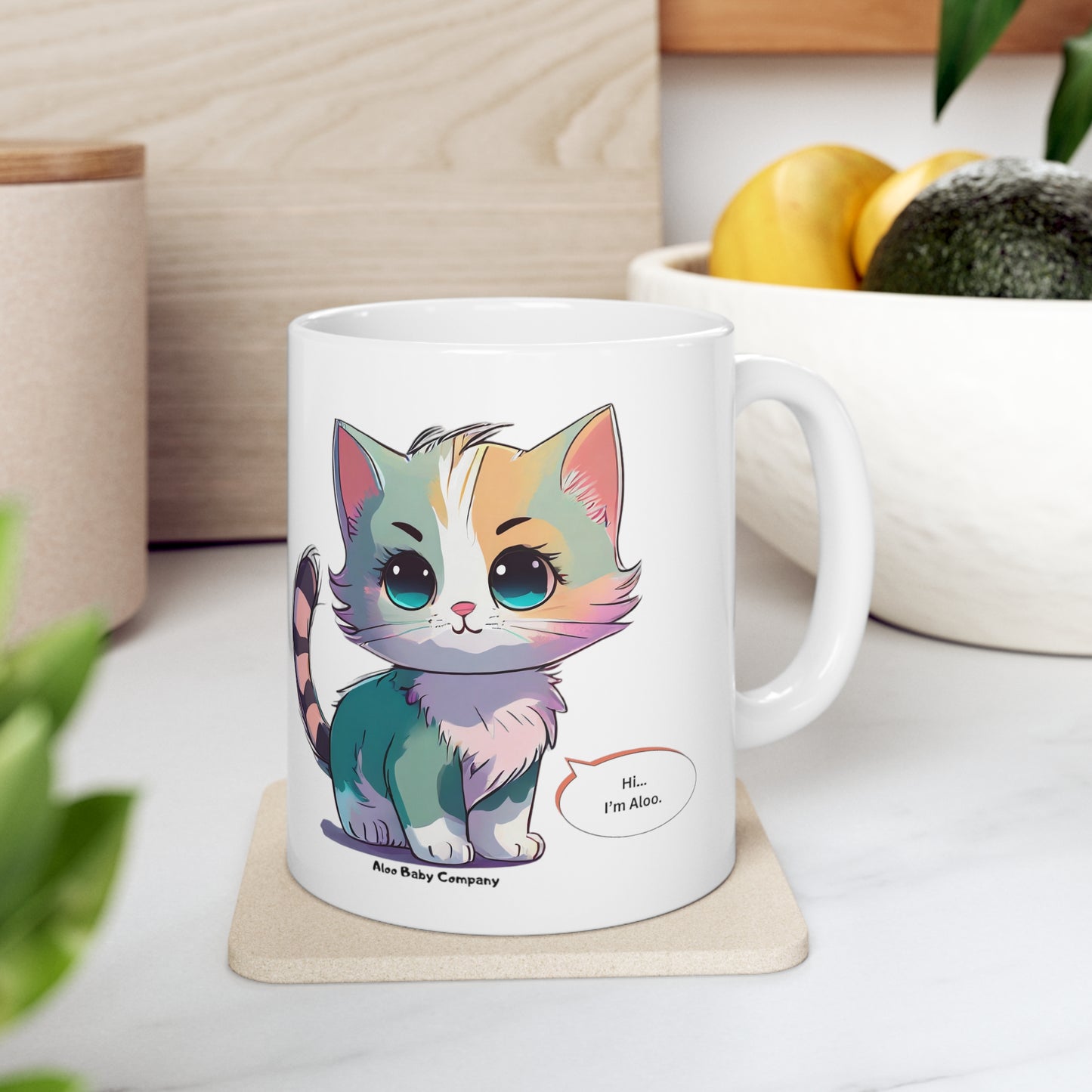 Aloo Baby "Cute Kitten: Hi" - Ceramic Mug 11oz