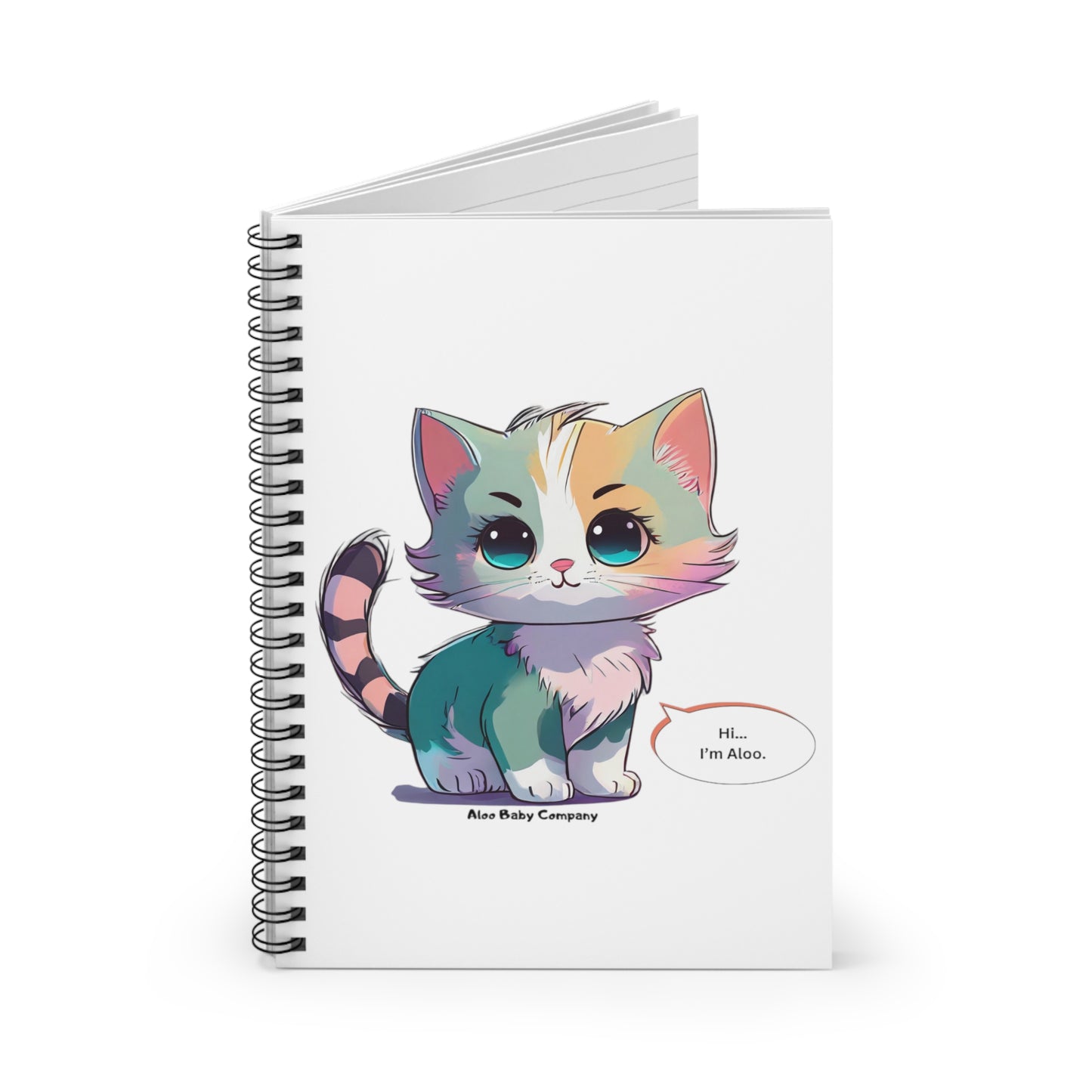 Aloo Baby "Cute Kitten: Hi" - Spiral Notebook - Ruled Line