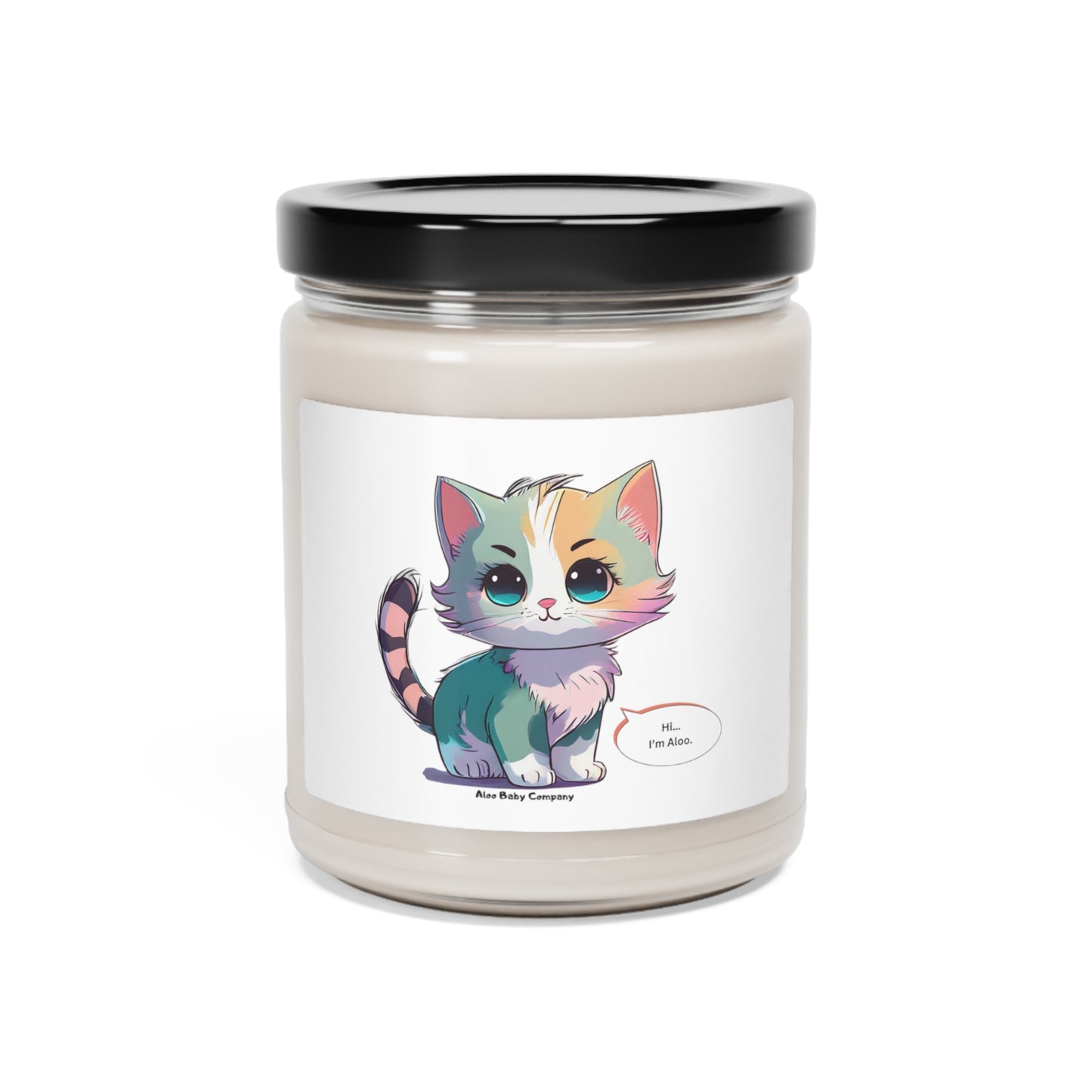 Aloo Baby "Cute Kitten: Hi" - Scented Soy Candle, 9oz