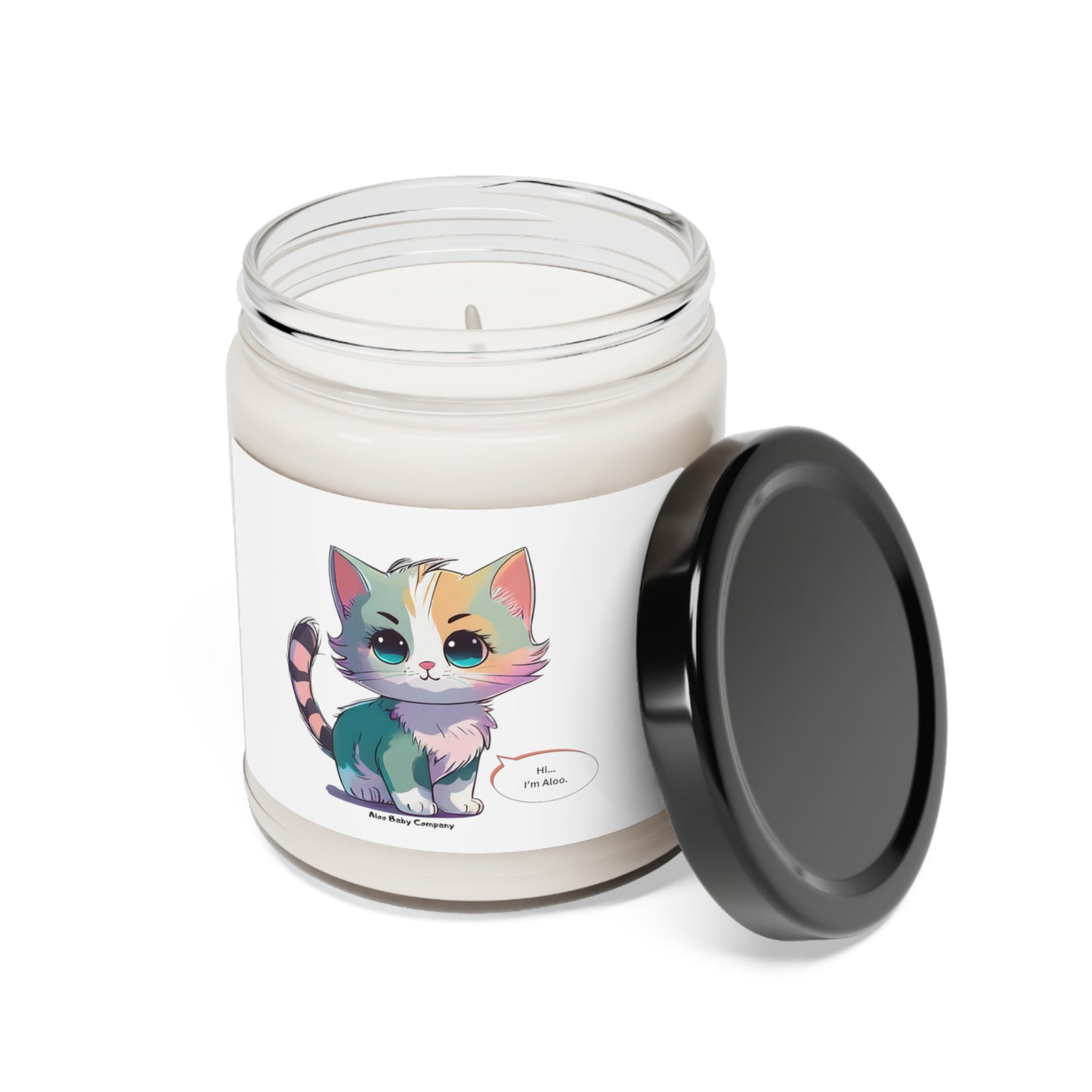 Aloo Baby "Cute Kitten: Hi" - Scented Soy Candle, 9oz