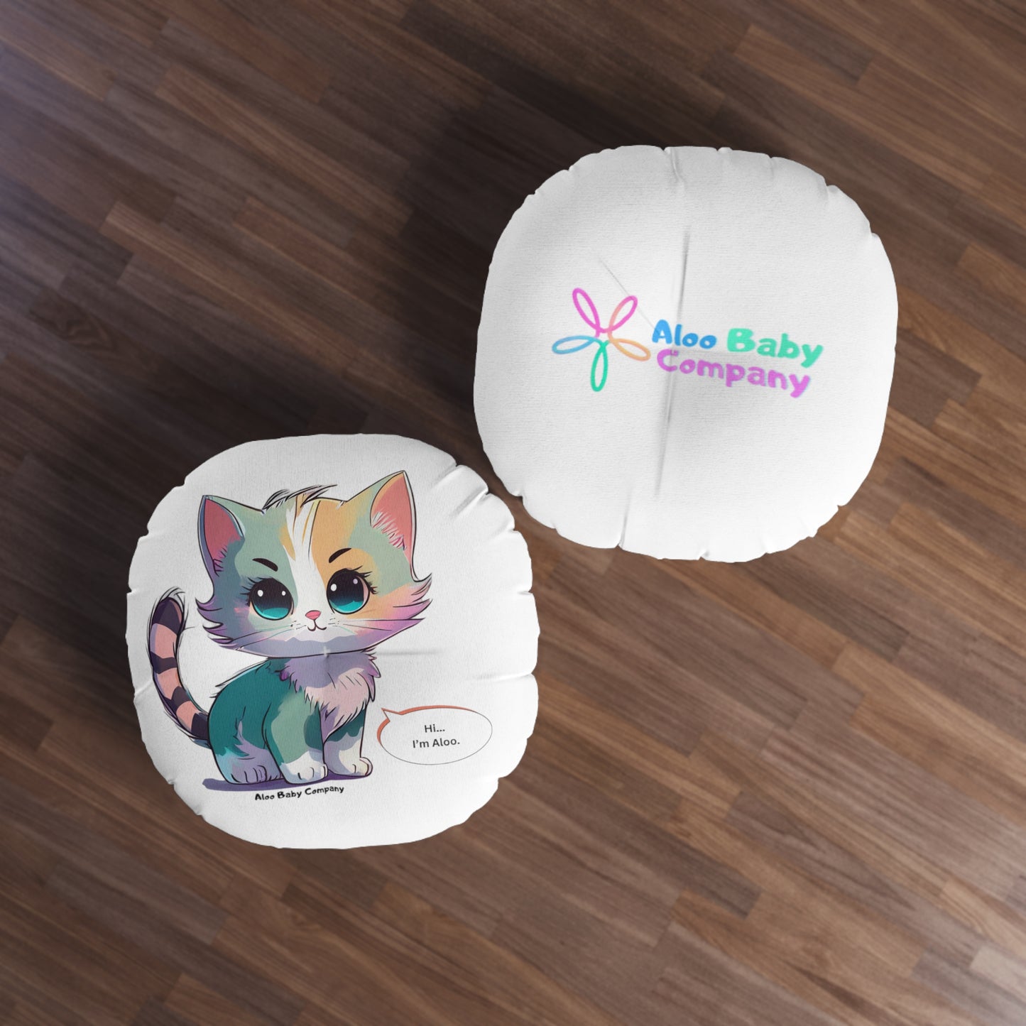 Aloo Baby "Cute Kitten: Hi" - Round Floor Pillow