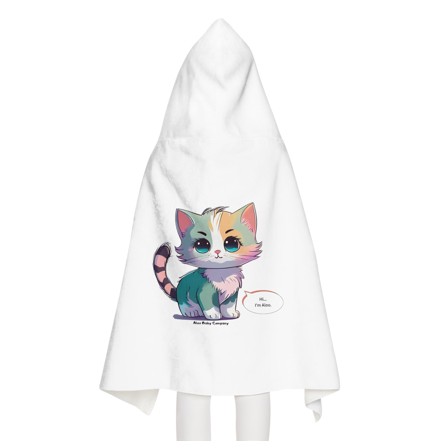 Aloo Baby "Cute Kitten: Hi" - Youth Hooded Towel