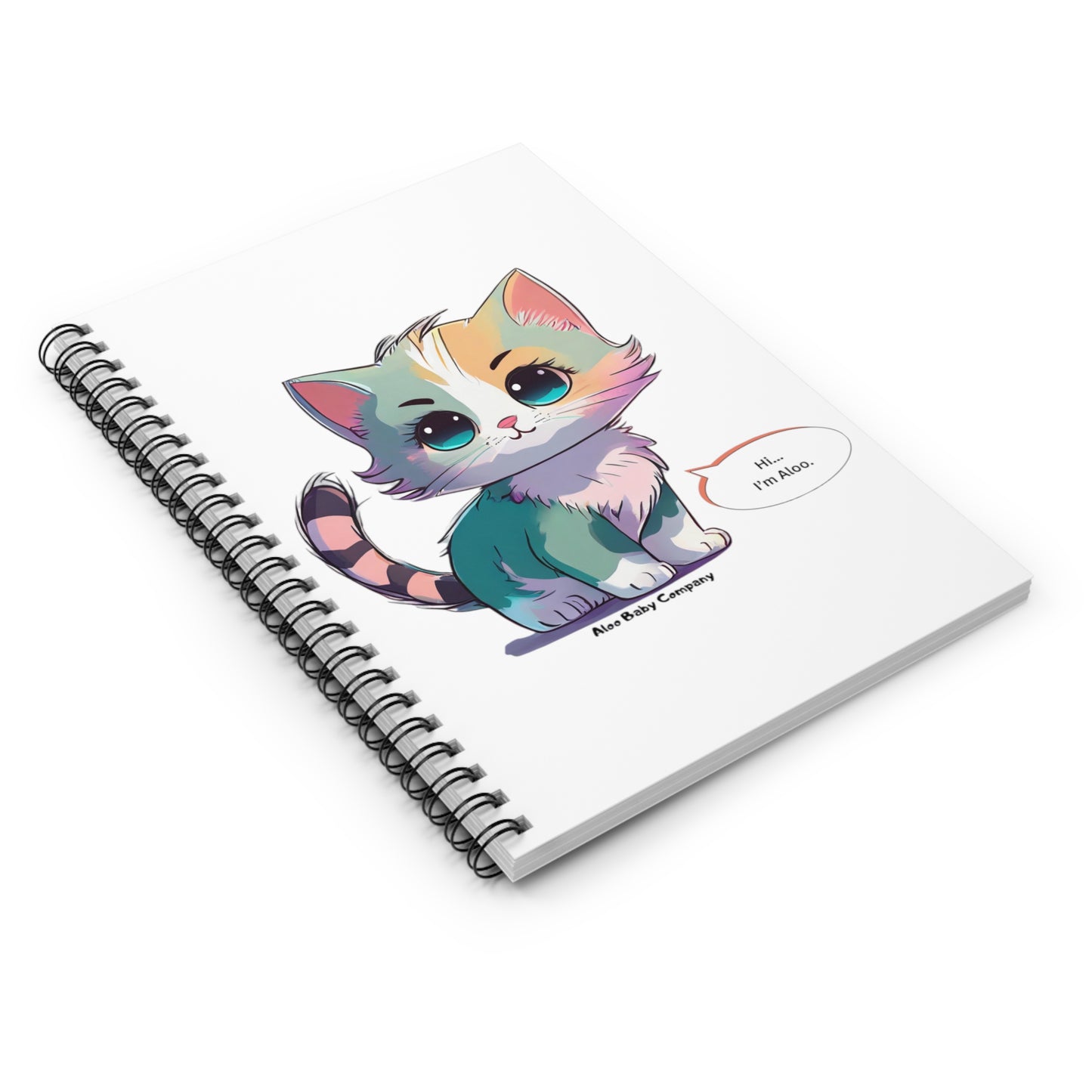 Aloo Baby "Cute Kitten: Hi" - Spiral Notebook - Ruled Line