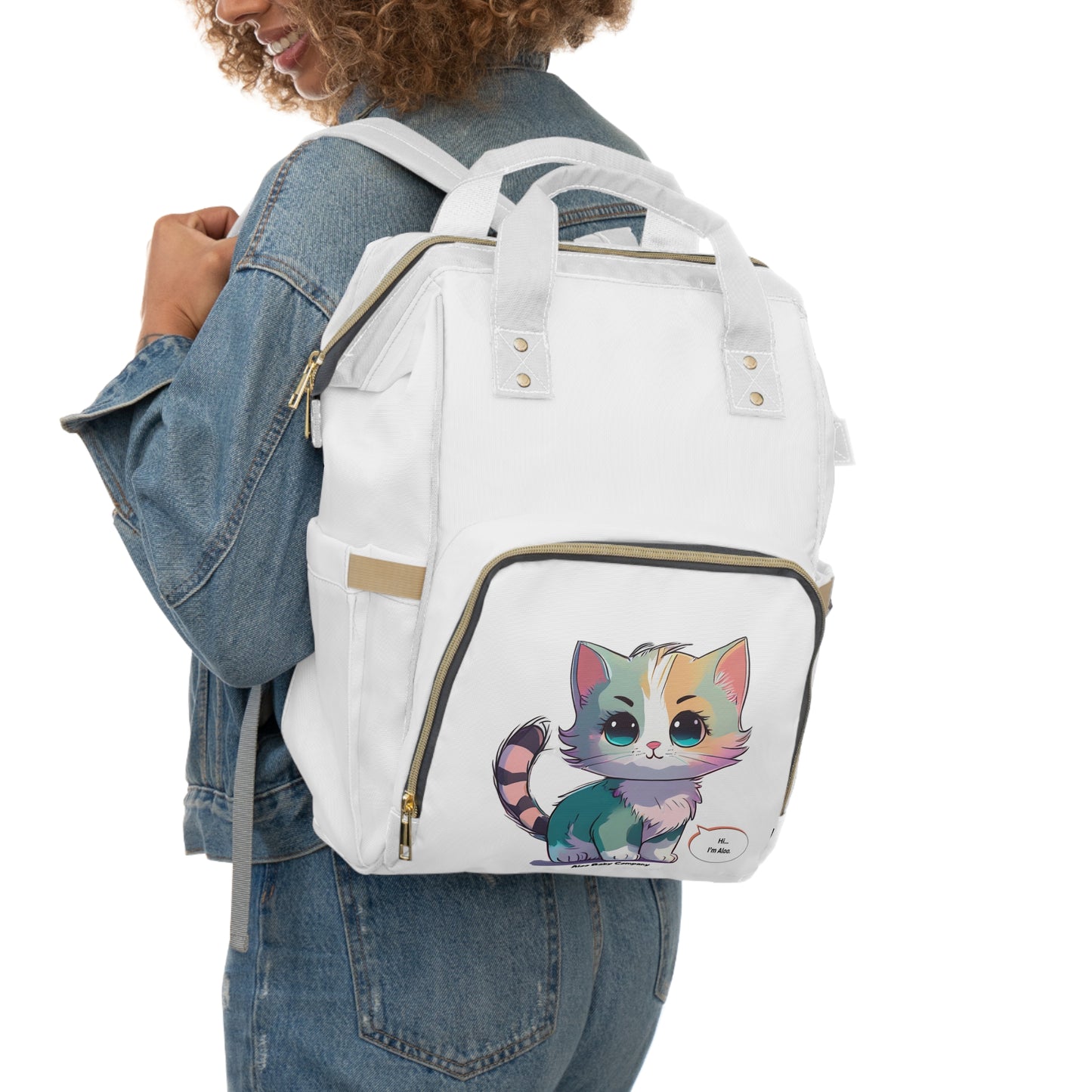 Aloo Baby "Cute Kitten: Hi" - Multifunctional Diaper Backpack